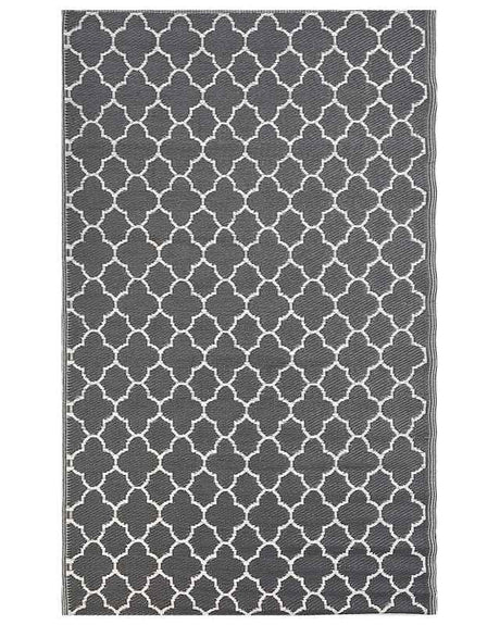 Outdoor Area Rug Grey Synthetic Materials Rectangular 120 x 180 cm Quatrefoil Pattern Balcony Accessories Beliani