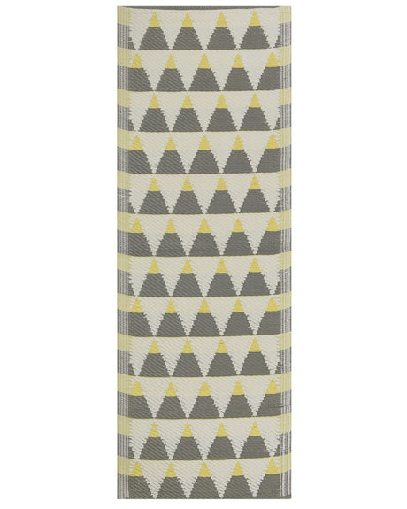 Outdoor Area Rug Grey and Yellow Synthetic Materials Rectangular 60 x 105 cm Triangle Pattern Balcony Accessories Beliani