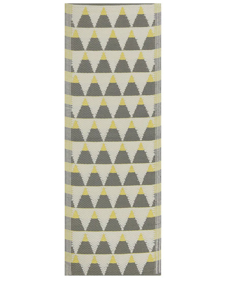 Outdoor Area Rug Grey and Yellow Synthetic Materials Rectangular 60 x 105 cm Triangle Pattern Balcony Accessories Beliani