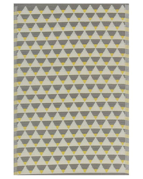 Outdoor Area Rug Grey and Yellow Synthetic Materials Rectangular 120 x 180 cm Triangle Pattern Balcony Accessories Beliani