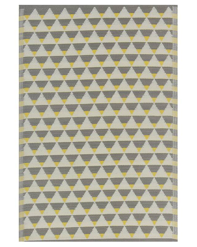 Outdoor Area Rug Grey and Yellow Synthetic Materials Rectangular 120 x 180 cm Triangle Pattern Balcony Accessories Beliani