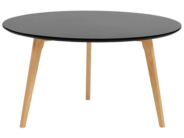 Coffee Table Black Oval Tripod Legs Solid Wood ø 80 cm Table Top Modern Contemporary Beliani