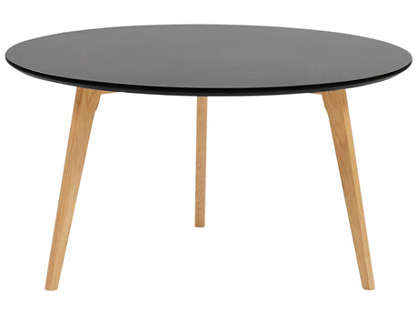 Coffee Table Black Oval Tripod Legs Solid Wood  80 cm Table Top Modern Contemporary Beliani