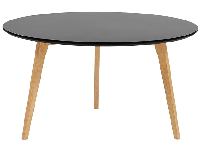 Coffee Table Black Oval Tripod Legs Solid Wood  80 cm Table Top Modern Contemporary Beliani