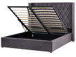Bed Frame with Storage Grey Velvet Upholstered 5ft3 EU King Size High Headboard Beliani