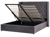 Bed Frame with Storage Grey Velvet Upholstered 5ft3 EU King Size High Headboard Beliani