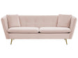 3 Seater Sofa Pink Velvet Fabric Upholstery Button Tufted with Gold Legs Beliani