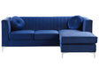 Corner Sofa Blue Velvet with Cushions 3 People Left Hand Glamour Beliani