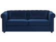 Chesterfield Sofa Bed Blue Velvet Fabric Upholstery 3 Seater  Pull-Out with Mattress Contemporary Beliani