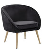 Armchair Black Velvet Recessed Arms Wooden Legs Retro Beliani