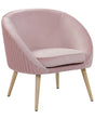 Armchair Pink Velvet Recessed Arms Wooden Legs Retro Beliani