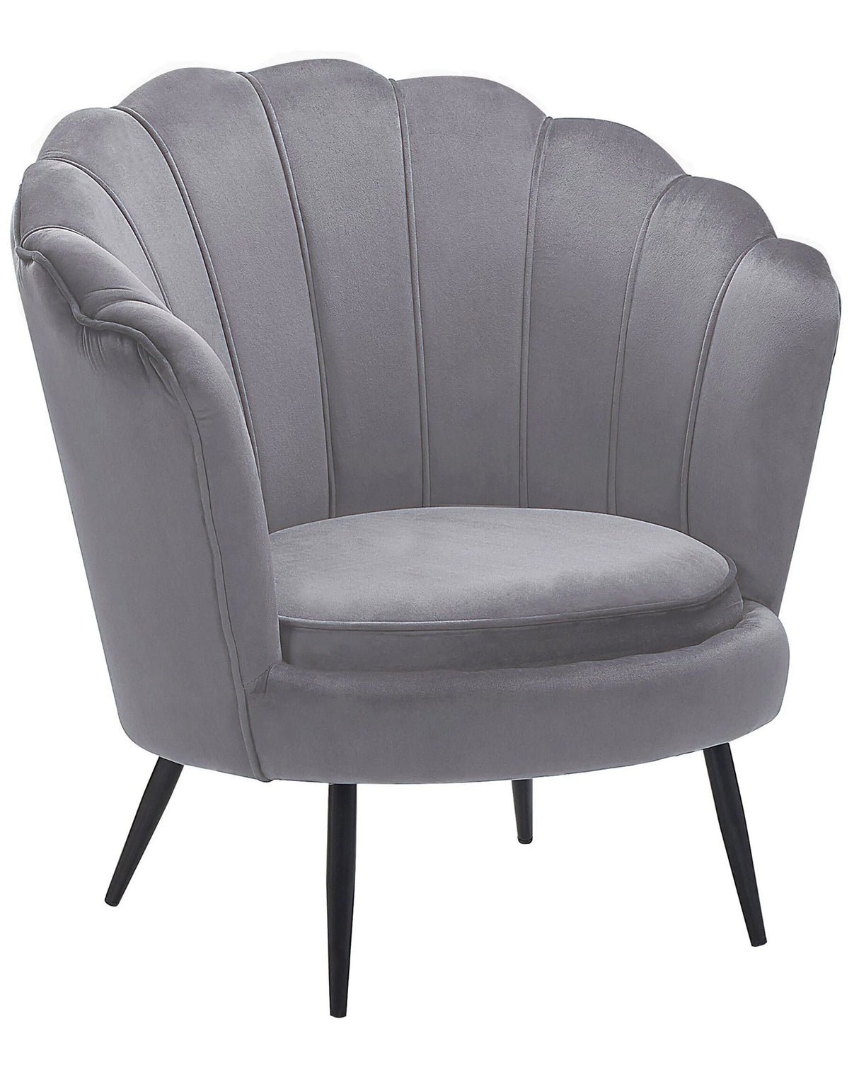 Armchair Grey Velvet Novelty Shape Metal Legs Retro Beliani