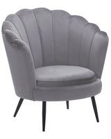 Armchair Grey Velvet Novelty Shape Metal Legs Retro Beliani