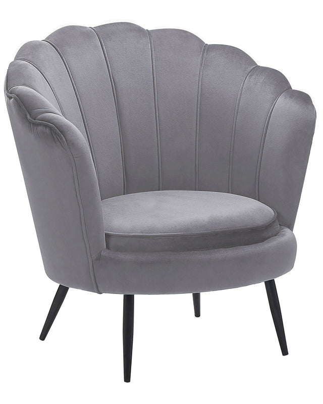 Armchair Grey Velvet Novelty Shape Metal Legs Retro Beliani