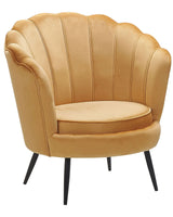Armchair Yellow Velvet Novelty Shape Metal Legs Retro Beliani