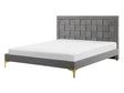 Upholstered Bed Frame EU Double 4ft6 Grey Headboard Velvet Golden Legs  Beliani