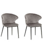 Set of 2 Dining Chairs Grey Velvet Upholstery Black Legs Retro Industrial Beliani