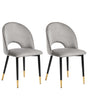 Set of 2 Dining Chairs Grey Velvet Upholstery Black Legs Retro Glamour Beliani