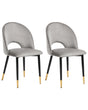 Set of 2 Dining Chairs Grey Velvet Upholstery Black Legs Retro Glamour Beliani