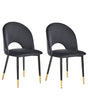 Set of 2 Dining Chairs Black Velvet Upholstery Black Legs Retro Glamour Beliani