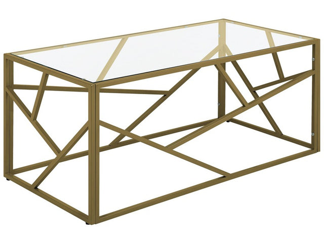 Coffee Table Gold Metal Frame Glass Top Geometric 100 x 50 cm Glam Design Beliani