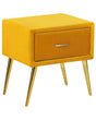 Bedside Table Yellow Velvet Upholstery Nightstand 1 Drawer Minimalist Design Bedroom Furniture Beliani