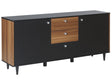 Sideboard Black with Dark Wood Particle Board Cabinet 3 Drawers 2 Doors Living Room Storage Furniture Beliani