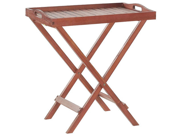 Garden Tray Table Dark Acacia Wood 68 x 45 cm Removable Top Outdoor Foldable Beliani