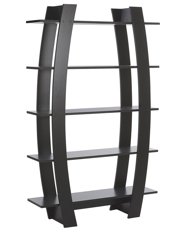 Bookshelf Black Particle Board 5 Tiers Open Shelves Bookcase Living Room Storage Furniture Beliani