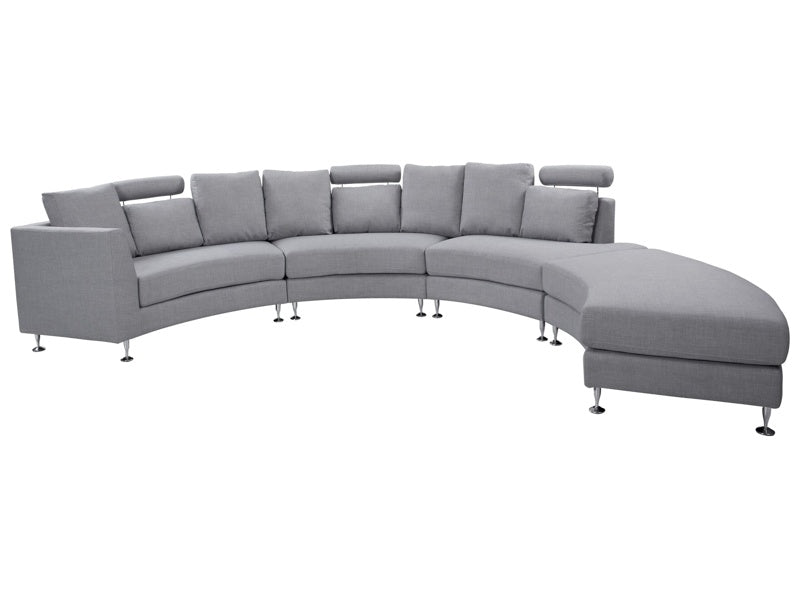 Curved Sofa Light Grey Upholstery Modular 7-Seater Adjustable Headrests Modern Beliani