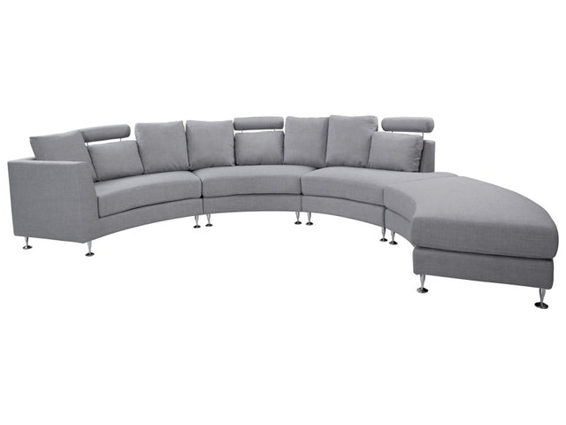 Curved Sofa Light Grey Upholstery Modular 7-Seater Adjustable Headrests Modern Beliani