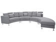 Curved Sofa Light Grey Upholstery Modular 7-Seater Adjustable Headrests Modern Beliani