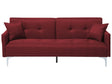 Sofa Bed Dark Red 3 Seater Buttoned Seat Click Clack Beliani