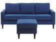 3-Seater Navy Blue with Ottoman Footstool Upholstered Mid Century Beliani