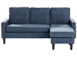 3-Seater Navy Blue with Ottoman Footstool Upholstered Mid Century Beliani