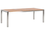 Garden Dining Table Light Eucalyptus Wood Top 220 x 100 cm 8 Seater Steel Frame Beliani