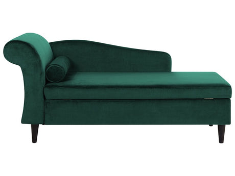 Chaise Lounge Green Velvet Upholstery with Storage Left Hand with Bolster Beliani