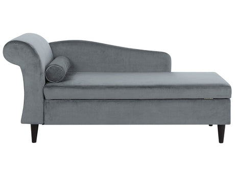 Chaise Lounge Light Grey Velvet Upholstery with Storage Left Hand with Bolster Beliani