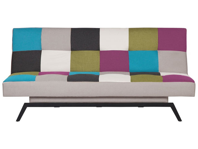 Sofa Bed Multicolour Patchwork Fabric Upholstery 3 Seater Click Clack Mechanism Beliani