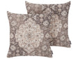 Set of 2 Decorative Cushions Brown Oriental Pattern 45 x 45 cm Distressed Vintage Decor Accessories Beliani