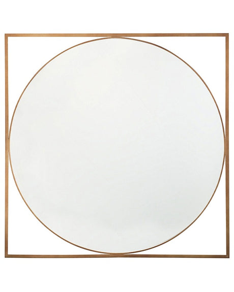 Round Wall Mirror in Square Frame Gold  81 x 81 cm Bathroom Living Room Glam Beliani