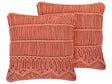 Set of 2 Decorative Cushion Orange Cotton Macramé 45 x 45 cm Rope Boho Retro Decor Accessories Beliani