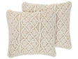 Set of 2 Decorative Cushions Light Beige Cotton Macram 45 x 45 cm Rope Boho Retro Decor Accessories Beliani
