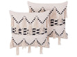 Set of 2 Decorative Cushions Beige Cotton 45 x 45 cm With Tassels Boho Decor Beliani