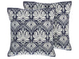 Set of 2 Decorative Cushions Blue Damask Pattern 45 x 45 cm Vintage Glamour Decor Accessories Beliani