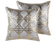 Set of 2 Decorative Cushions Grey Diamond Geometric Pattern 45 x 45 cm Foil Print Glamour Decor Accessories Beliani