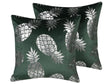 Set of 2 Decorative Cushions Green Pineapple Pattern 45 x 45 cm Foil Print Glamour Decor Accessories Beliani