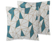 Set of 2 Decorative Cushions Blue Cotton Geometric Pattern 45 x 45 cm Net Print Decor Accessories Beliani