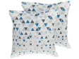 Set of 2 Decorative Cushions Grey and Blue Triangle Pattern 45 x 45 cm Geometric Print Modern Beliani