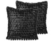 Set of 2 Decorative Cushions Black Faux Leather 45 x 45 cm Scale Effect Decor Accessories Beliani